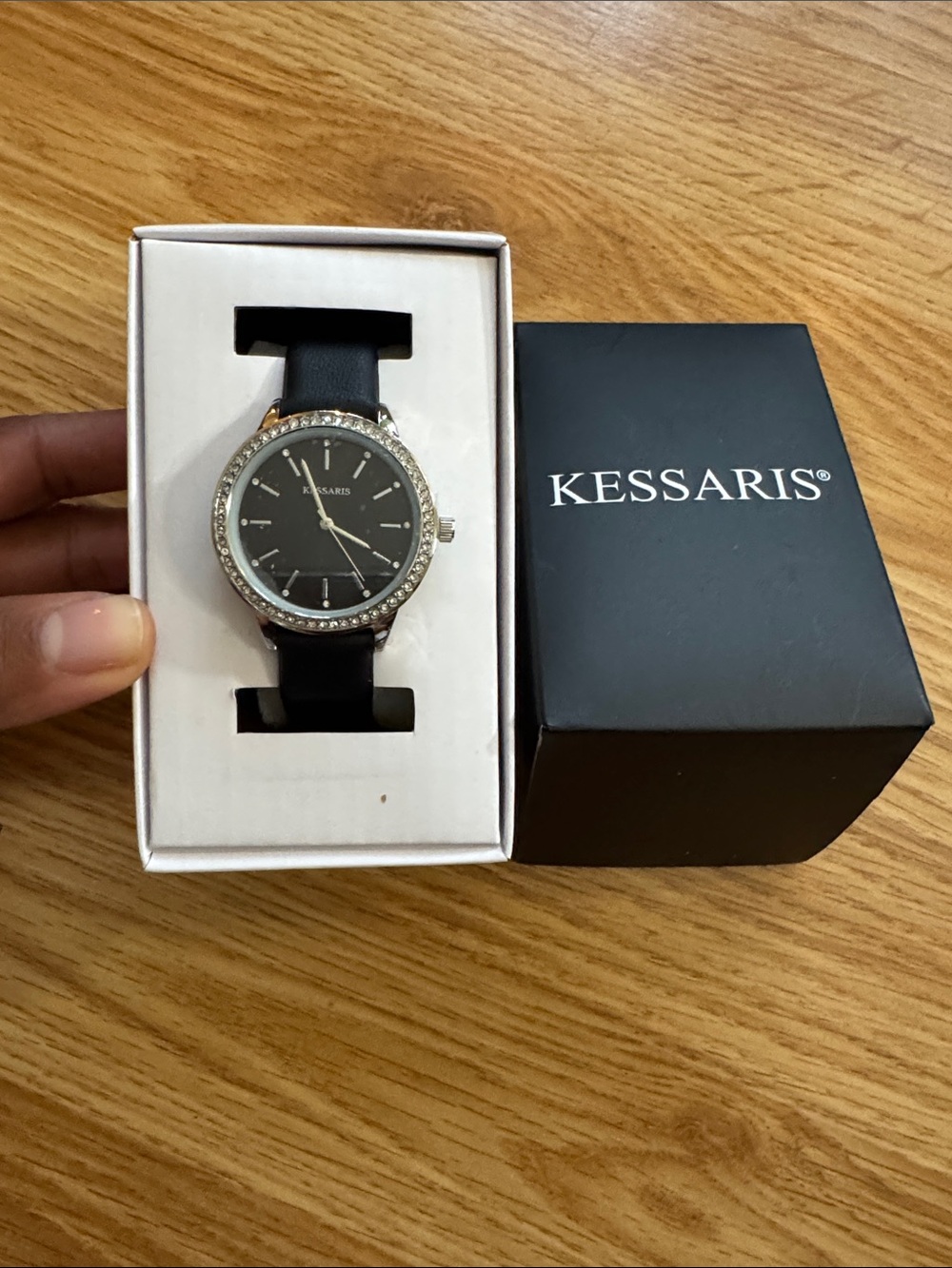 Kessaris Watch with Crystal Bezel 🔅 NIB (Black)